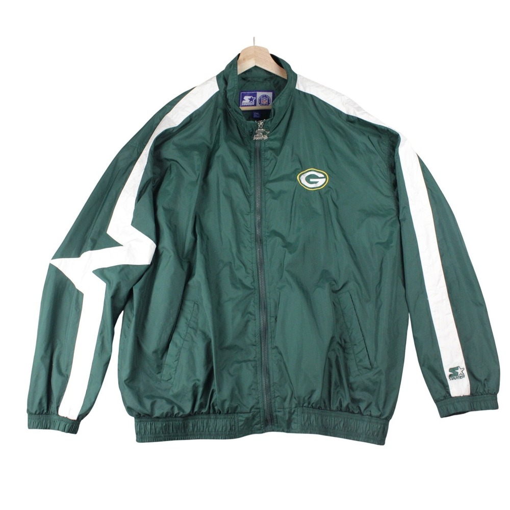 Vintage Starter Green Bay Packers Jacket 2XL NFL Full Zip Logo Mens